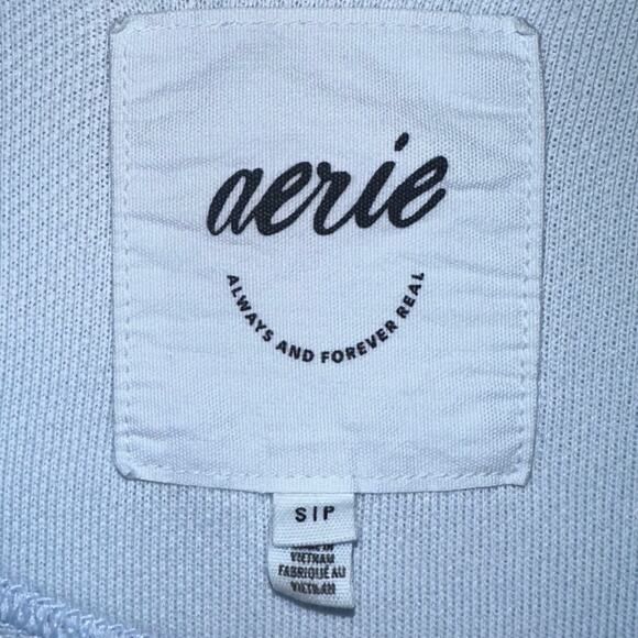 Aerie Light Blue Oversized Casual Cotton Blend Pullover Size Small - Picture 2 of 14